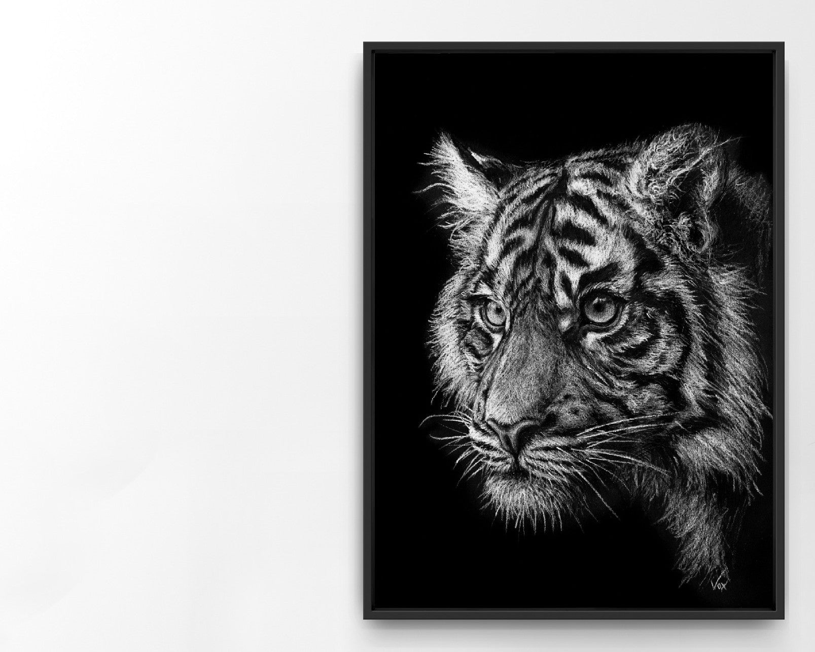 Black and white tiger drawing 